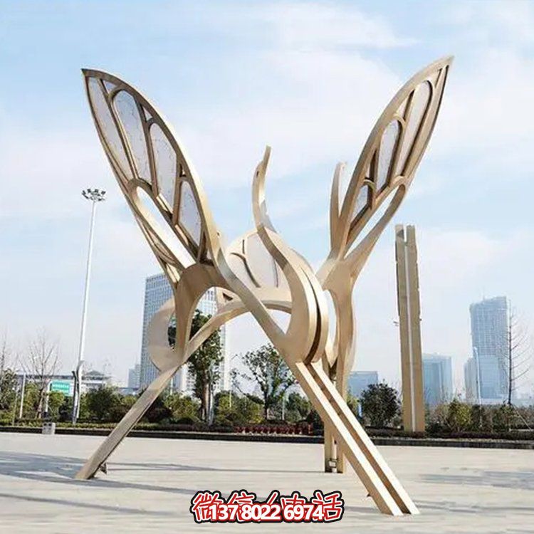 大型不銹鋼抽象仙鶴景觀(guān)雕塑