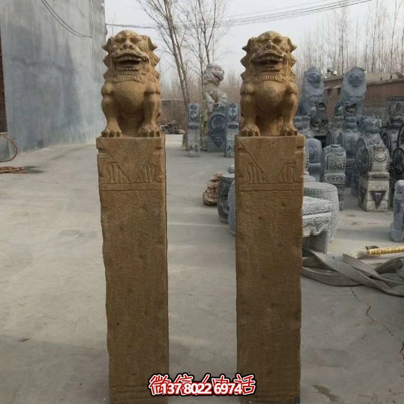 砂巖拴馬柱擺件，為你的寺廟門口增添優(yōu)雅氣息
