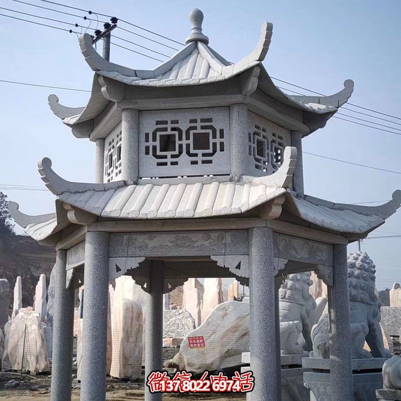 雙層仿古建涼亭，裝點花園、廣場，增添雕塑藝術(shù)氣息
