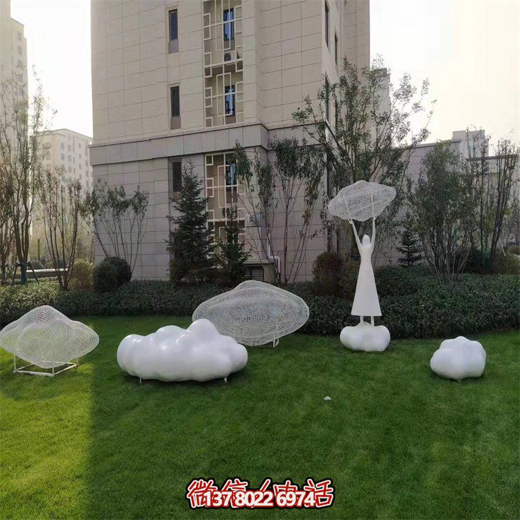 不銹鋼創(chuàng)意鏤空戶外園林祥云雕塑——美景美事，祈愿福氣