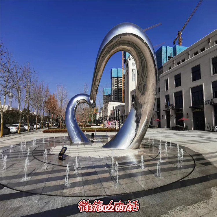 不銹鋼圓形雕塑精致工藝，拋光鏡面，抽象藝術(shù)