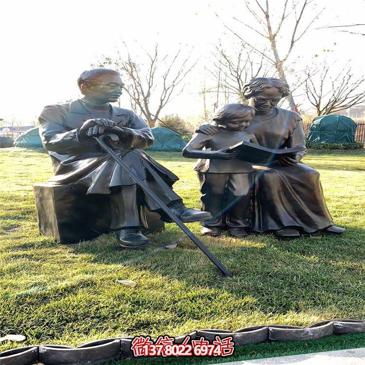 仿銅民俗人物雕塑，玻璃鋼裝飾公園戶外