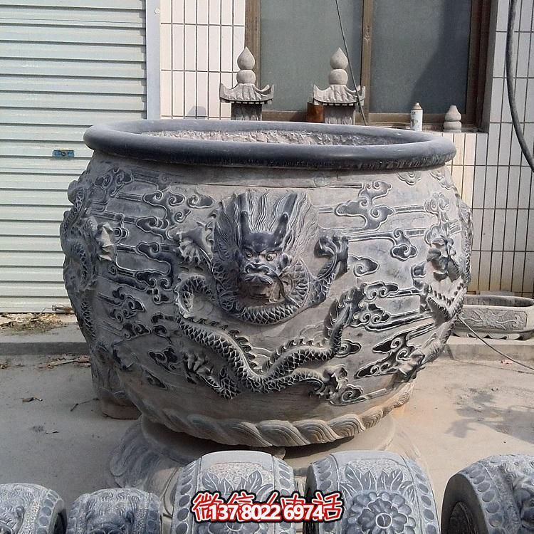 石雕仿古舊圓形裝飾缸，精美外觀，多功能應(yīng)用