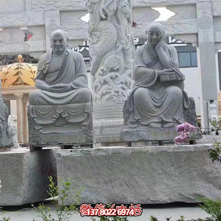 大型戶外石雕佛像雕塑，裝點(diǎn)美麗的寺院園林