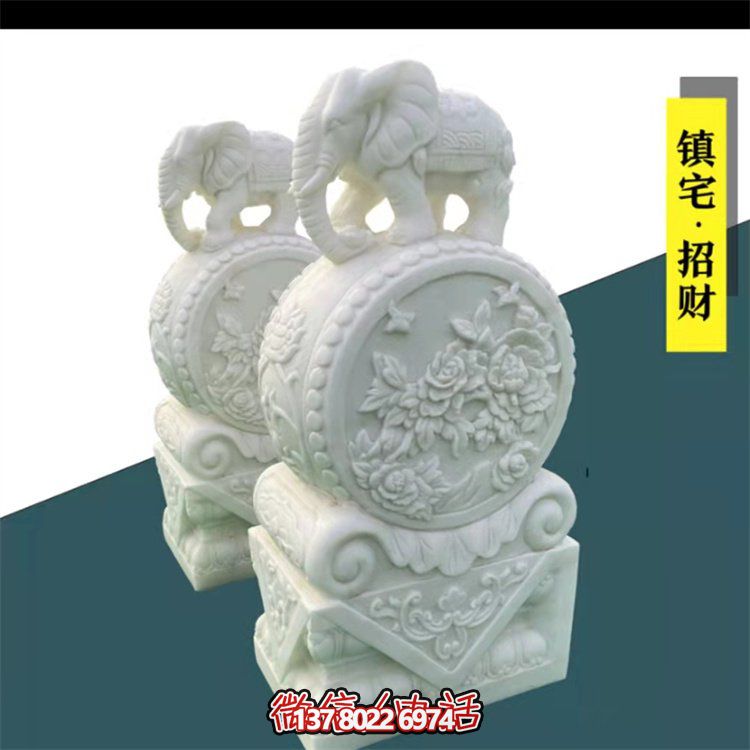 給庭院增添經(jīng)典氣息，漢白玉石抱鼓門(mén)墩裝飾