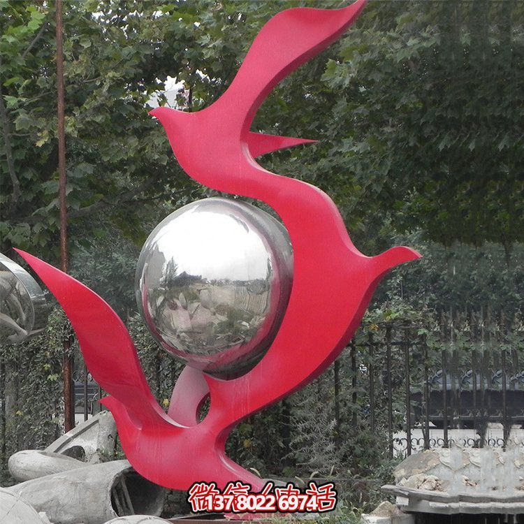 不銹鋼抽象鴿子雕塑，為您的園林景觀增添高雅氣息