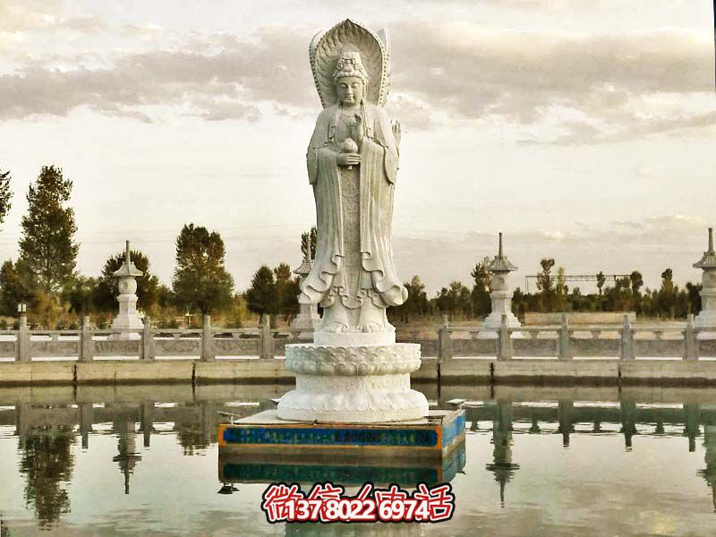 大型漢白玉石雕觀音雕塑，讓你的戶外景區(qū)更加完美