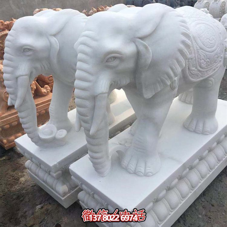雕塑藝術(shù)融入園林景觀，漢白玉大象石雕點(diǎn)綴戶(hù)外
