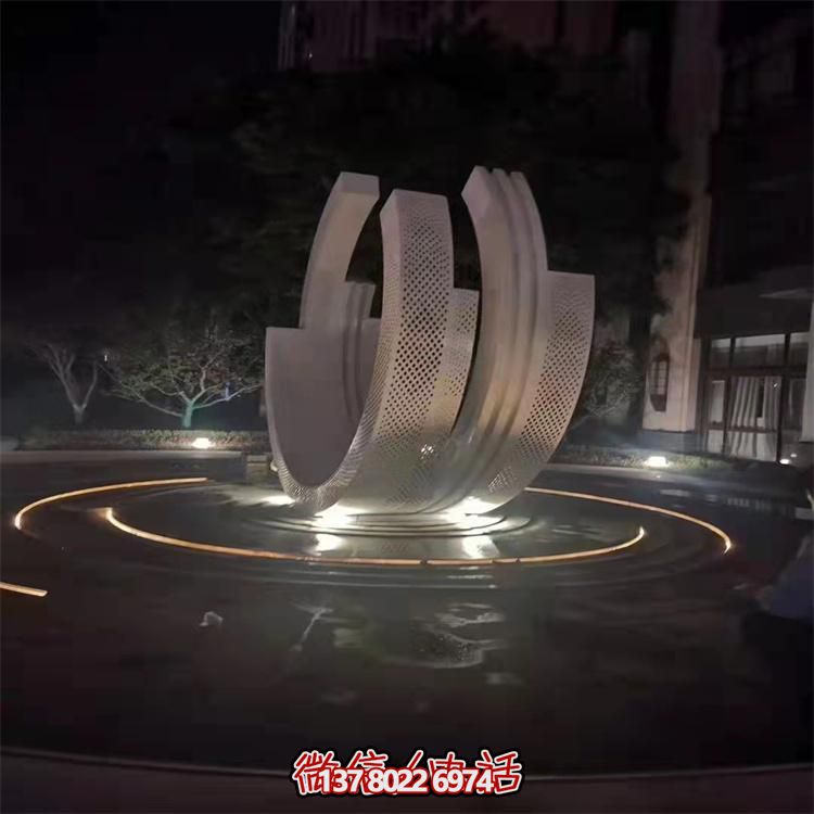 不銹鋼噴泉雕塑裝飾擺件，點(diǎn)綴售樓小區(qū)的美麗