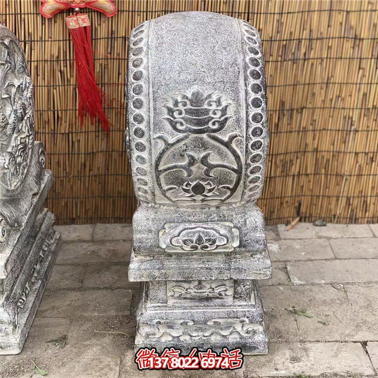 青石石雕抱鼓，點綴園林之美