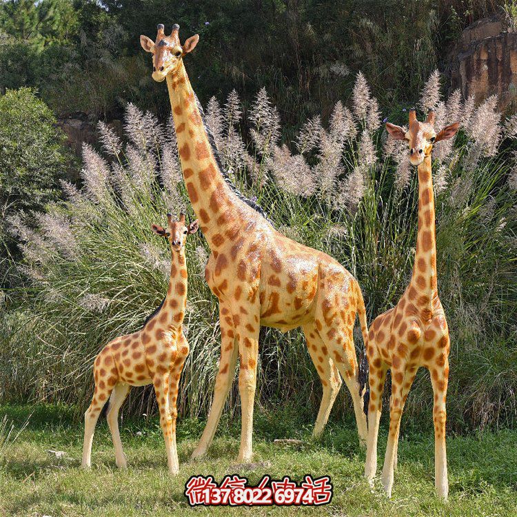 玻璃鋼彩繪大型仿真長頸鹿，為動物園、園林添彩