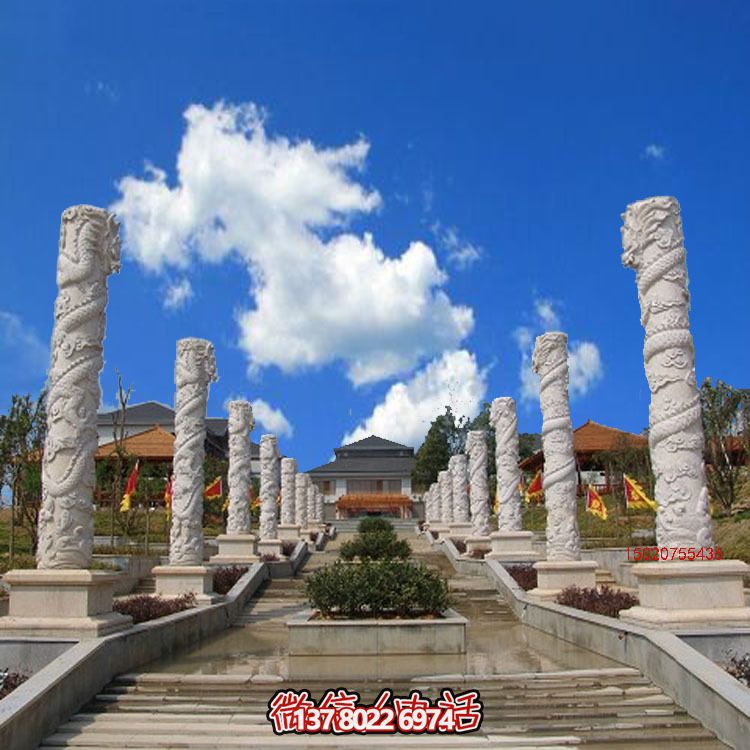 漢白玉龍柱石雕，傳承中華園林文化精髓