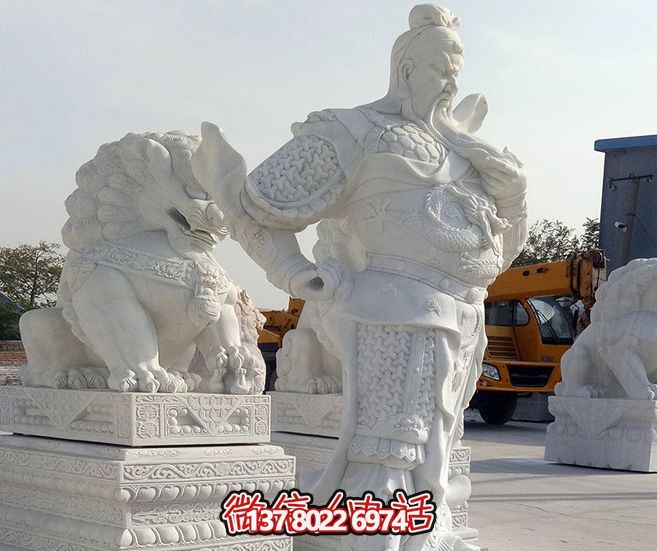 漢白玉大型關公雕塑，增添景觀美感