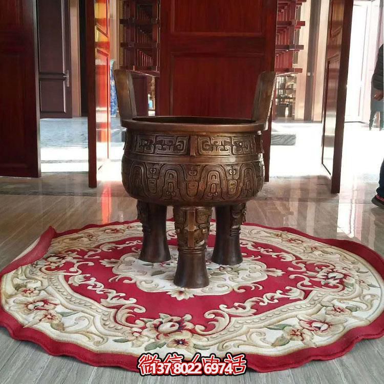 純銅鼎仿古香爐擺件，圓潤家居裝飾