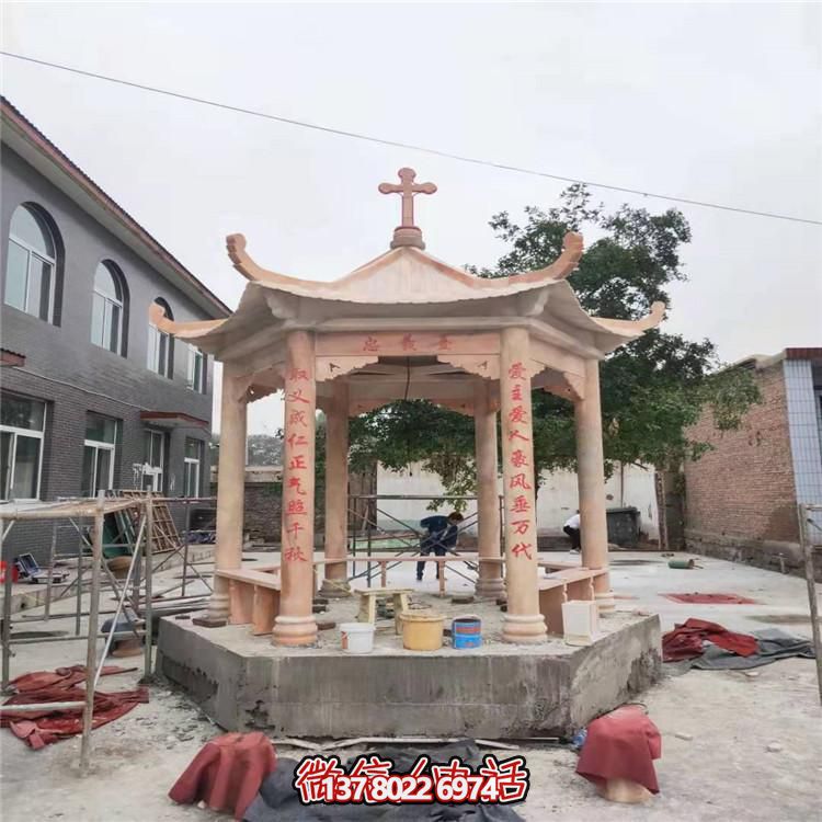 天然大理石涼亭，營造休閑庭院