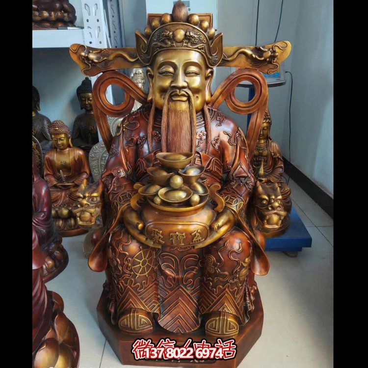 家用純銅鍛造財(cái)神爺?shù)袼堋?cái)源滾滾，祝福財(cái)運(yùn)永久
