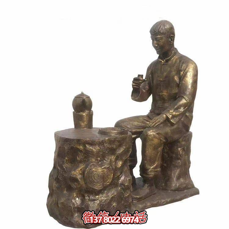 仿銅玻璃鋼人物小品雕塑，景觀戶外公園裝飾