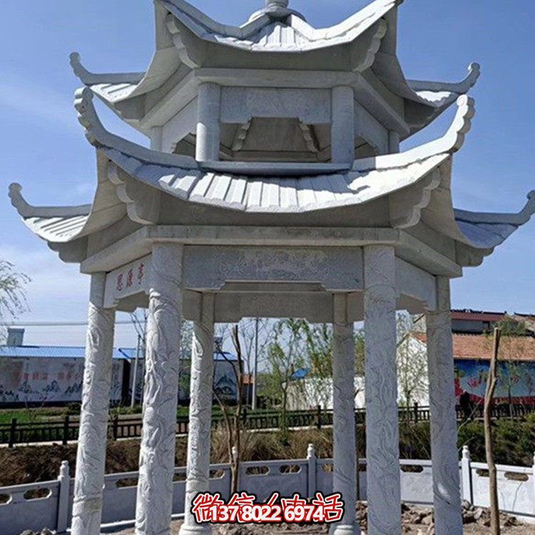 精美大理石石雕涼亭，打造完美的戶(hù)外園林景觀