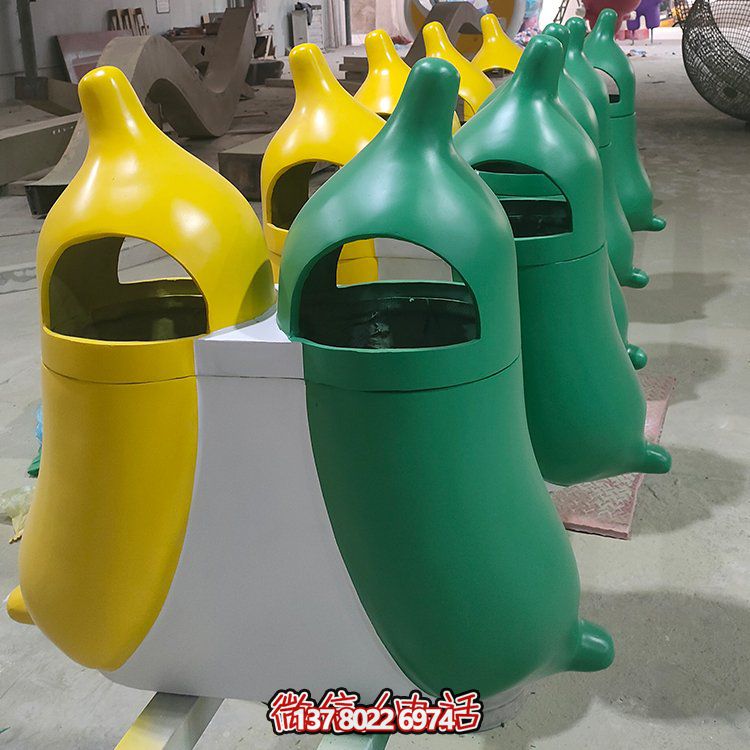 創(chuàng)意玻璃鋼垃圾桶，家庭園林裝飾擺件