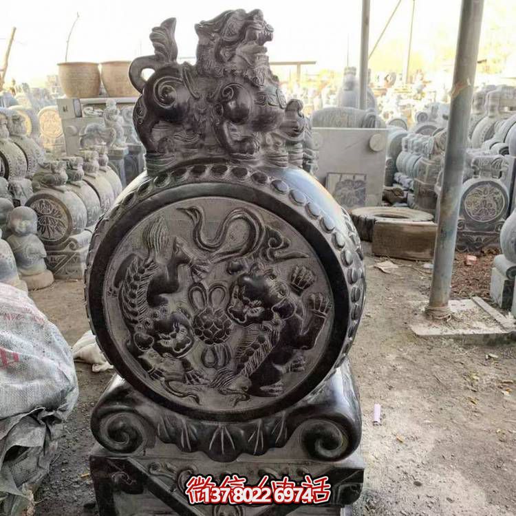 仿古青石石雕抱鼓雕塑，裝點庭院門口