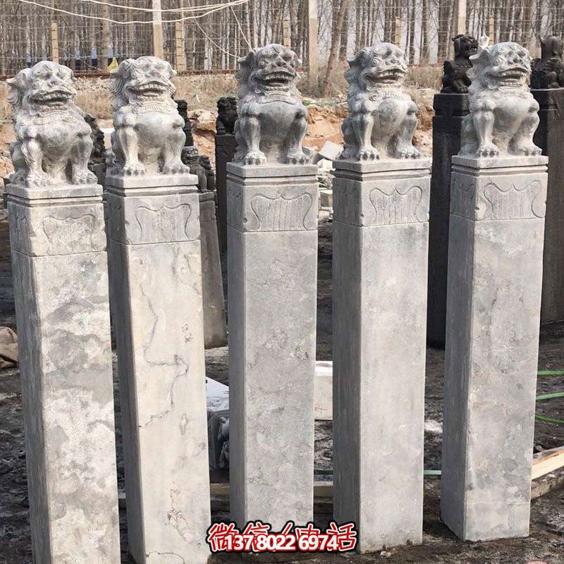 精美大理石獅子拴馬柱，點(diǎn)綴庭院園林