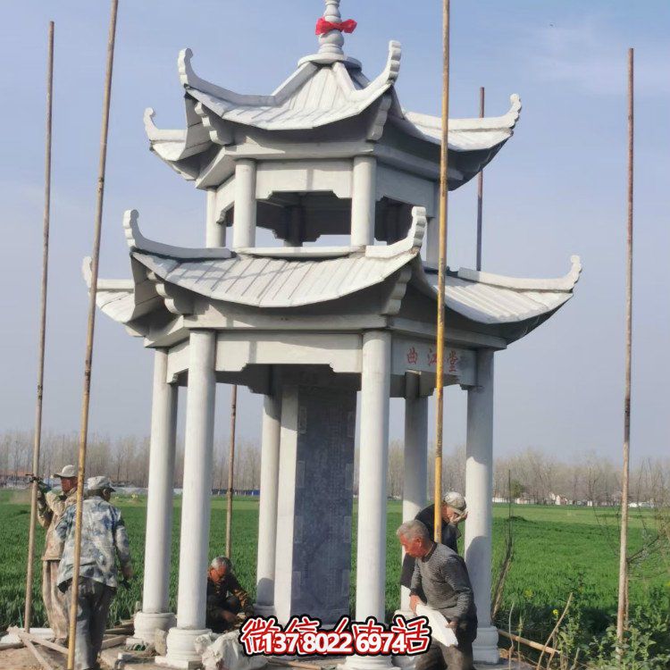 雙層大理石石雕涼亭，點(diǎn)綴家園，打造美麗園林景觀