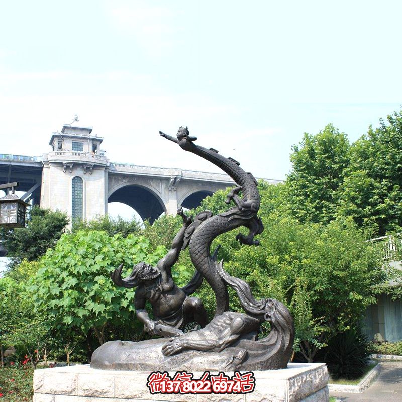 仿銅雕塑大禹治水，裝飾公園廣場