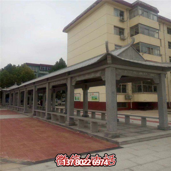 仿古建筑石雕長廊亭子，打造文化小區(qū)廣場雕塑
