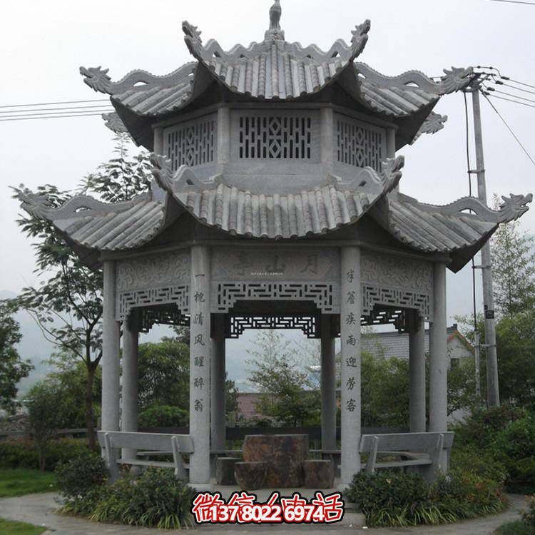 仿古青石涼亭，美觀大方，雕塑精美