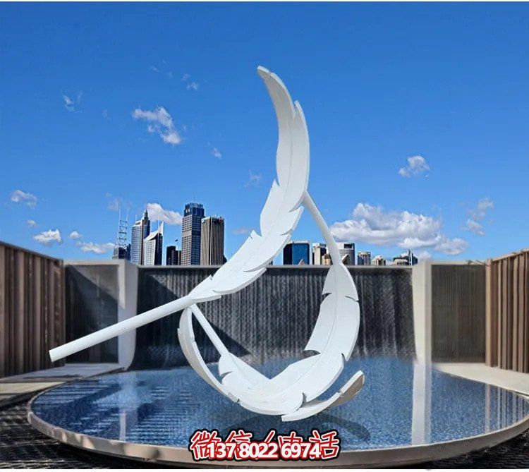 大型不銹鋼鏡面羽毛雕塑，創(chuàng)意園林景觀裝置