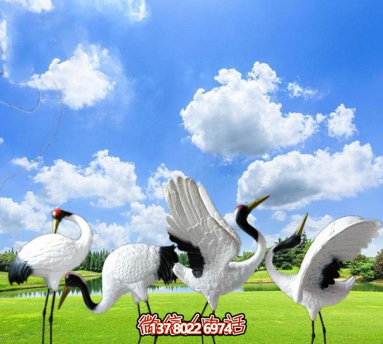 仙鶴彩繪玻璃雕塑，一次欣賞美麗風(fēng)景