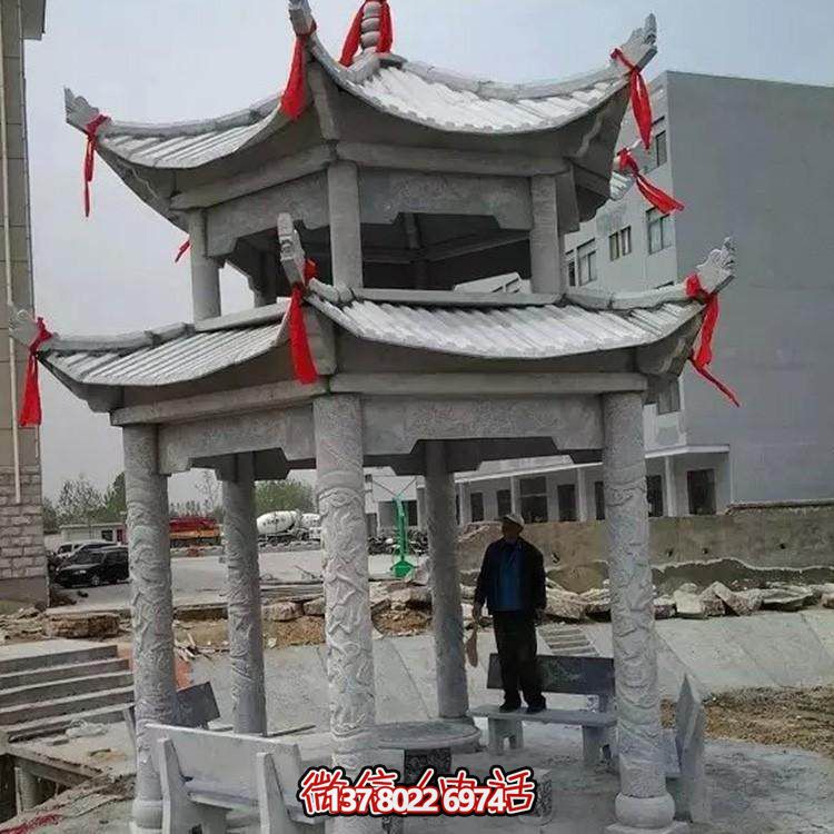 中式古典仿古青石涼亭擺件——點綴園林景區(qū)的美麗風景