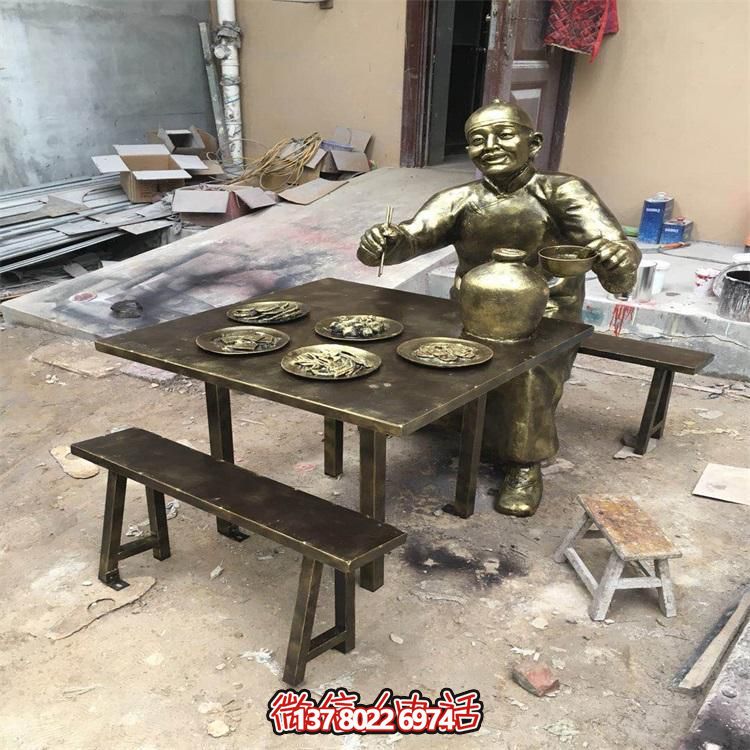玻璃鋼仿銅人物雕塑擺件，高雅裝點戶外園林