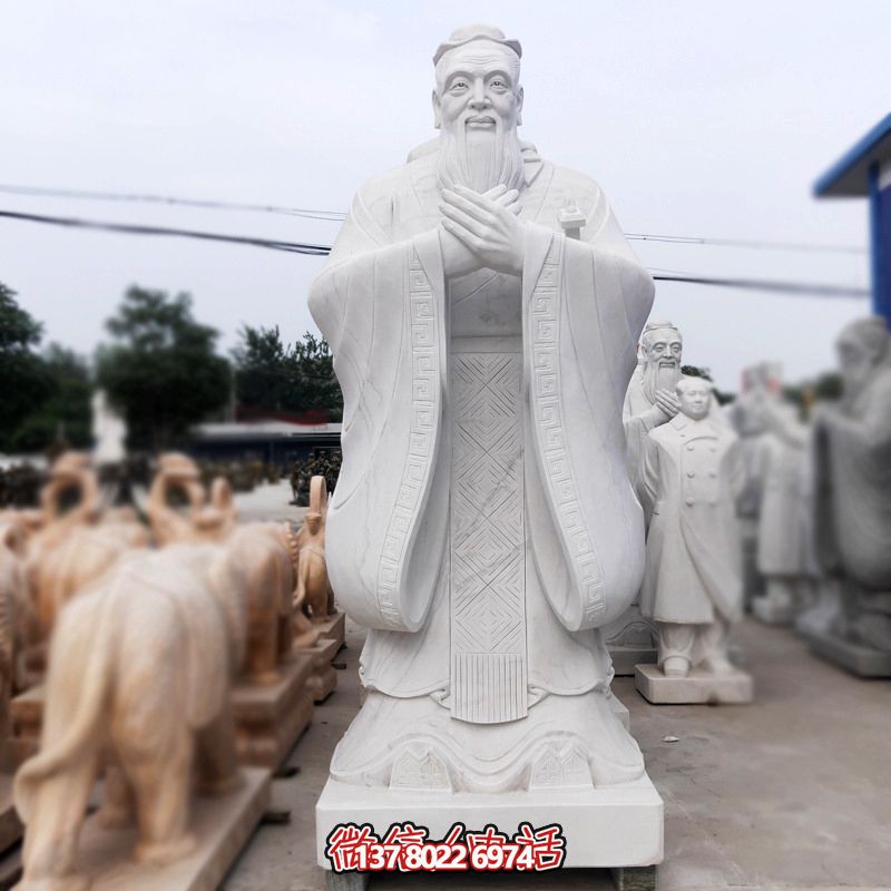 漢白玉孔子雕塑傳承中華文化，融入創(chuàng)意景區(qū)