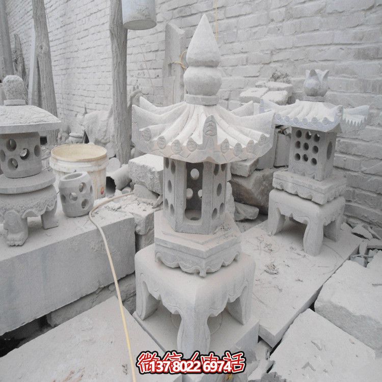 精美石燈鏤空大理石裝飾擺件，點亮你的漢白玉庭院
