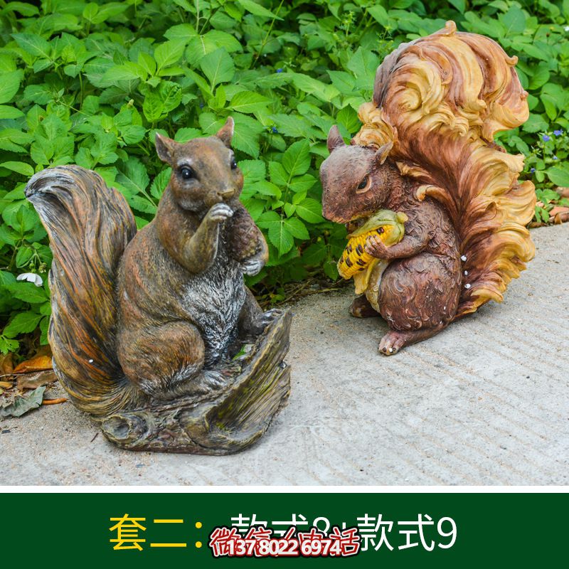 景區(qū)松鼠雕塑，玻璃鋼玻璃玉米抱松子