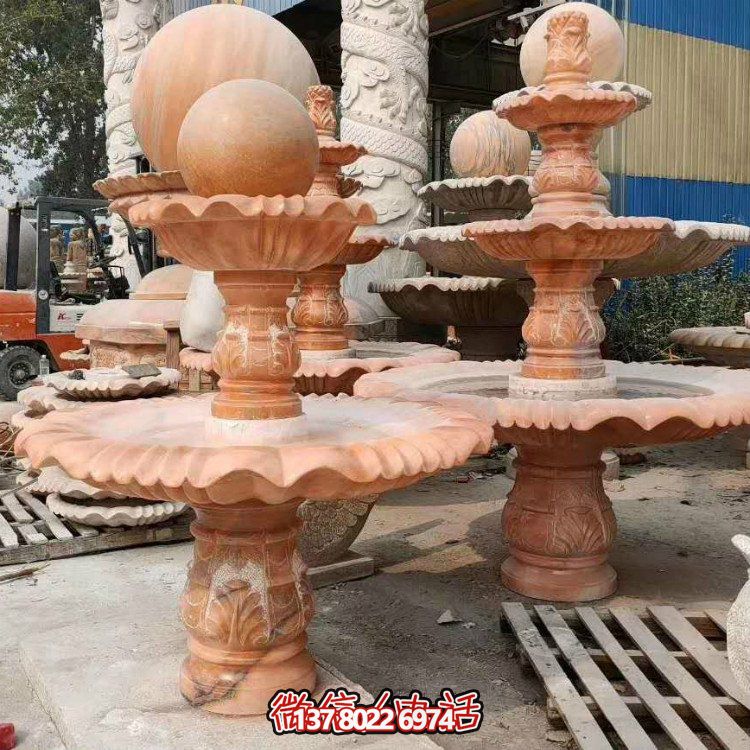 紅晚霞中式二層風(fēng)水球，讓你的庭院擺放流水轉(zhuǎn)運風(fēng)水