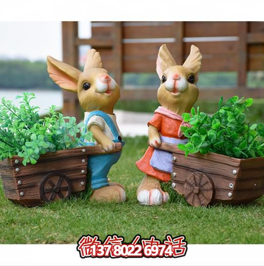 可愛兔子雕塑，點(diǎn)綴玻璃鋼戶外園林景觀