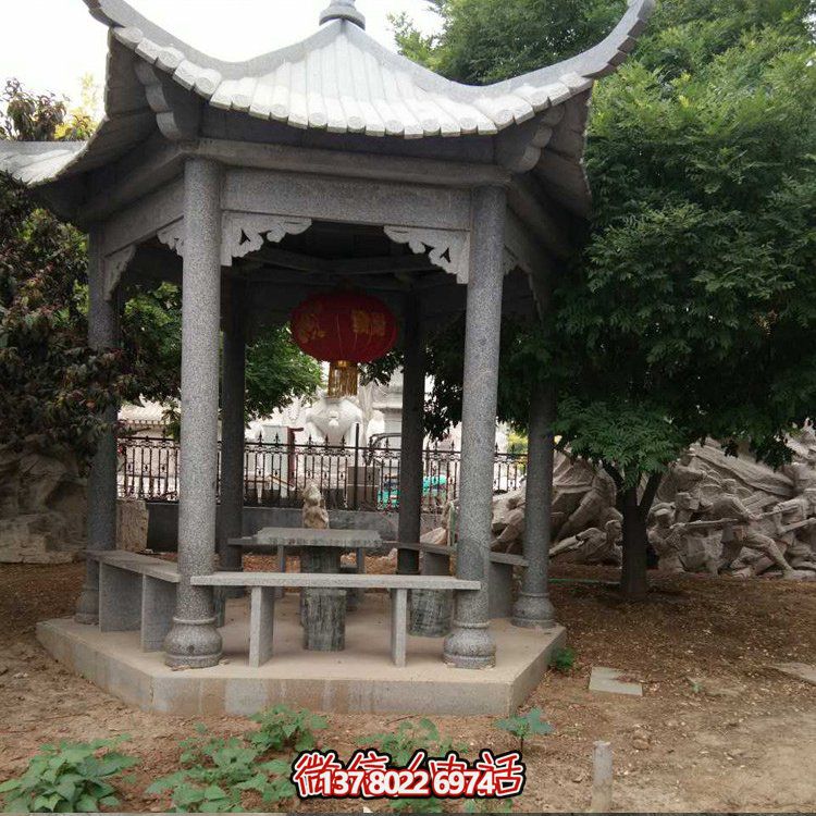 精美青石雕刻仿古中式?jīng)鐾?，裝點精美公園戶外