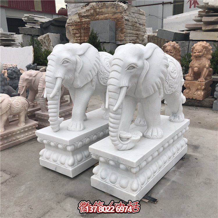 大理石石雕大型動(dòng)物雕塑，點(diǎn)綴庭院別墅門(mén)口