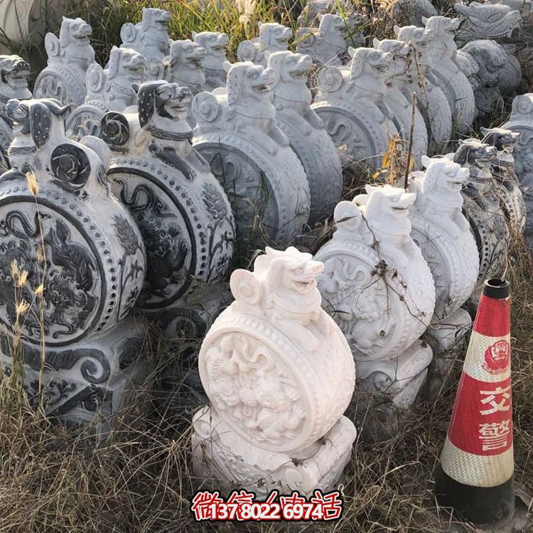 仿古青石獅子抱鼓石擺件，鎮(zhèn)宅庭院門(mén)口裝飾