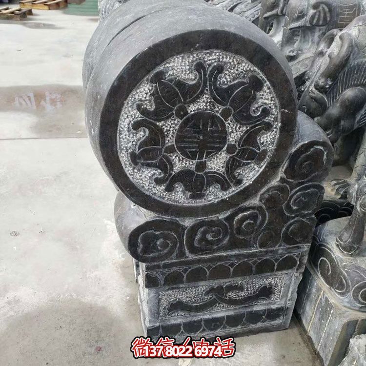 精美青石浮雕抱鼓石雕塑，點(diǎn)綴門口庭院