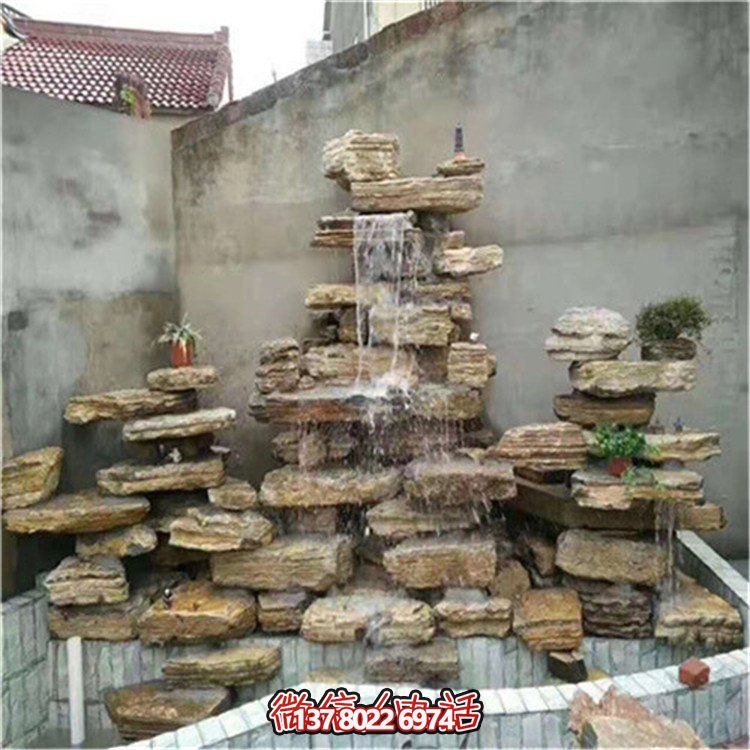 大型立式層流水假山石造景，給你驚艷的室外庭院廣場