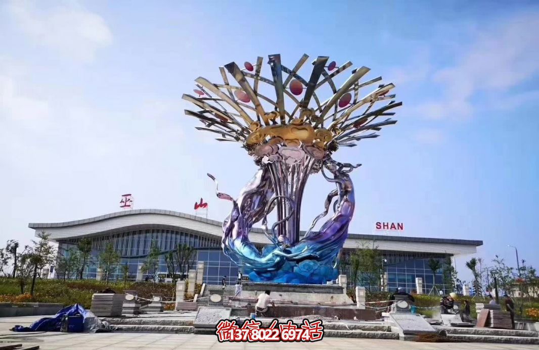 玻璃鋼美人魚雕塑，給廣場(chǎng)帶來彩繪跳舞美景