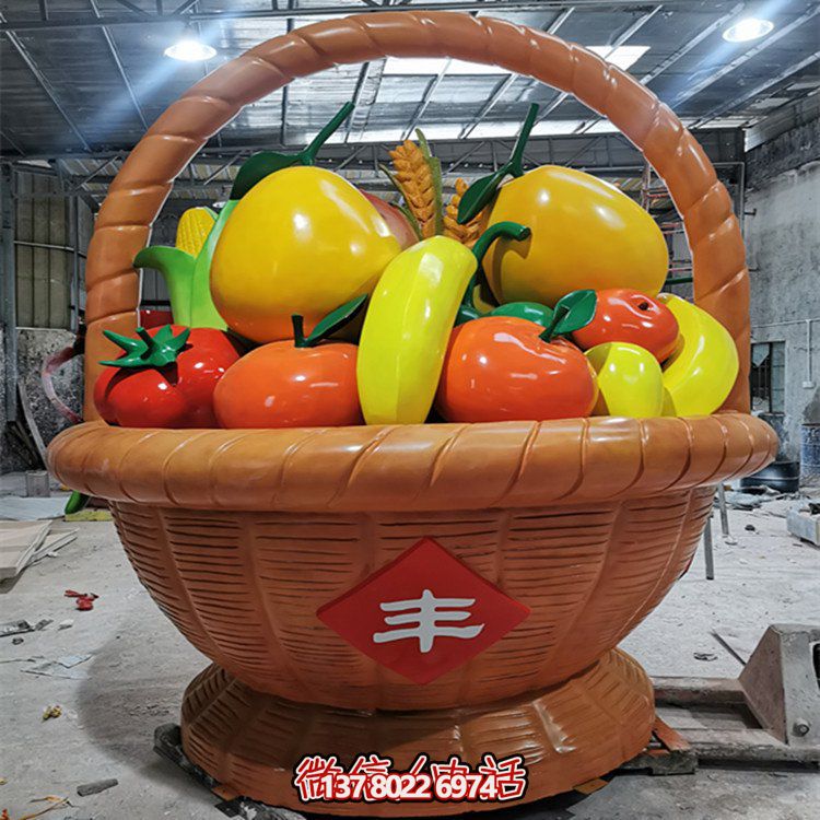 玻璃鋼制彩繪水果籃，專為戶外采摘量身打造的擺件