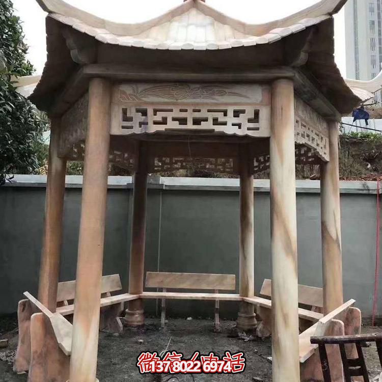 天然紅木雕刻涼亭，打造復(fù)古中式庭院休閑石亭
