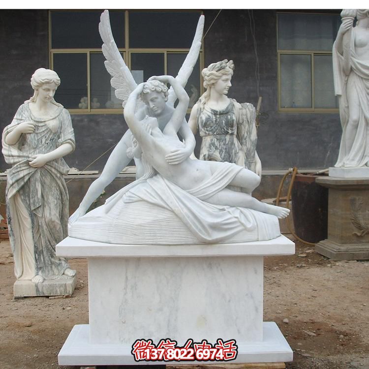 西方天使?jié)h白玉雕塑，美化景區(qū)廣場(chǎng)