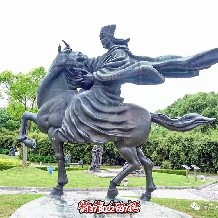 古典仿銅騎馬雕塑，玻璃鋼創(chuàng)意廣場裝飾