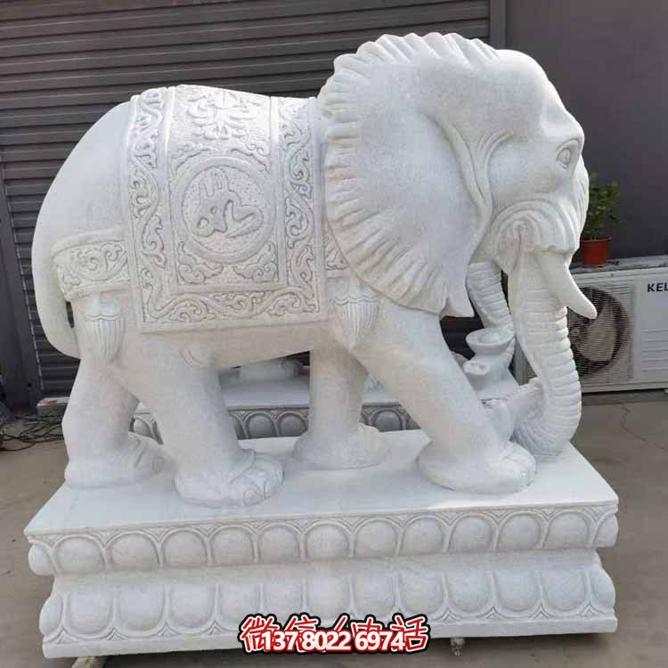 漢白玉雕塑藝術(shù)，景觀裝置招財(cái)大象