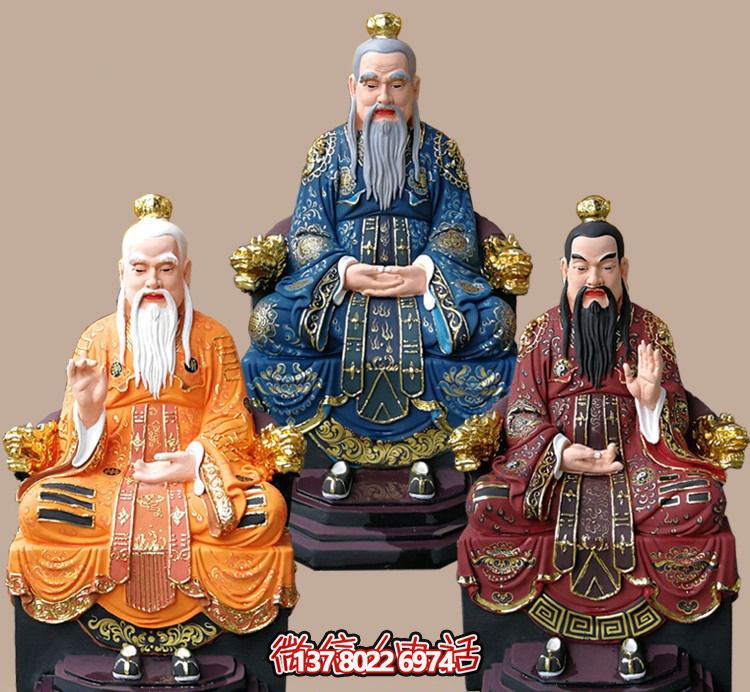 玻璃鋼老子三清尊神佛像，精美彩繪全景展示梵形神寶君